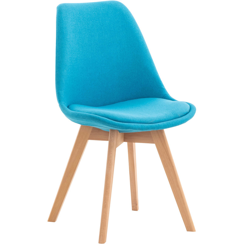 Chaise moderne scandinave en Tissu Turquoise Bois de hêtre Naturel Floki - 1