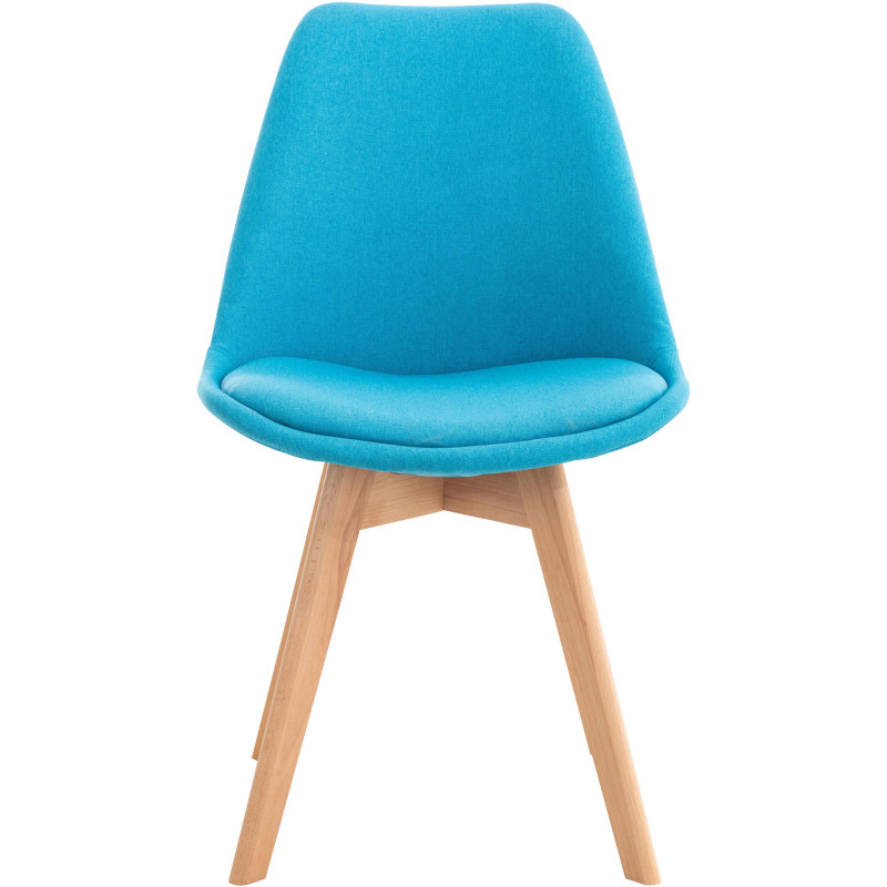 Chaise moderne scandinave en Tissu Turquoise Bois de hêtre Naturel Floki - 2