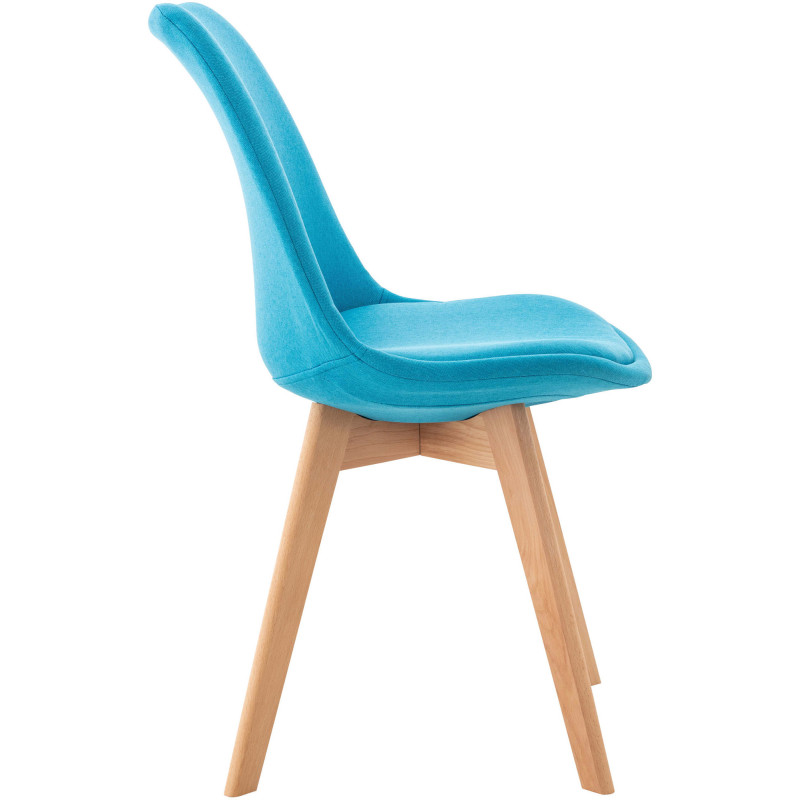 Chaise moderne scandinave en Tissu Turquoise Bois de hêtre Naturel Floki - 3