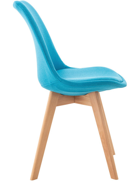 Chaise moderne scandinave en Tissu Turquoise Bois de hêtre Naturel Floki - 3