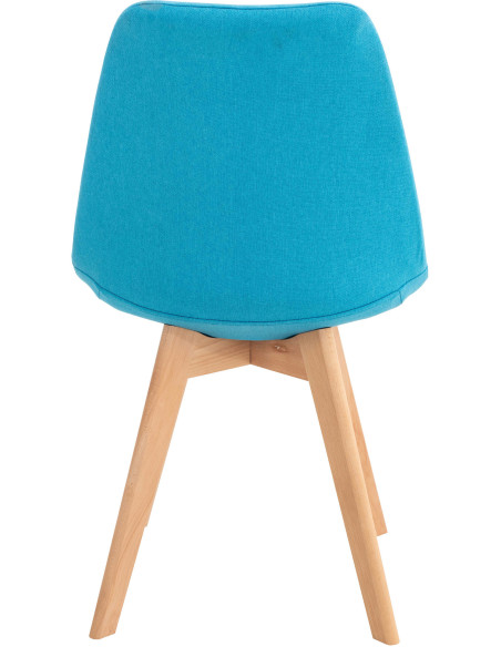 Chaise moderne scandinave en Tissu Turquoise Bois de hêtre Naturel Floki - 4