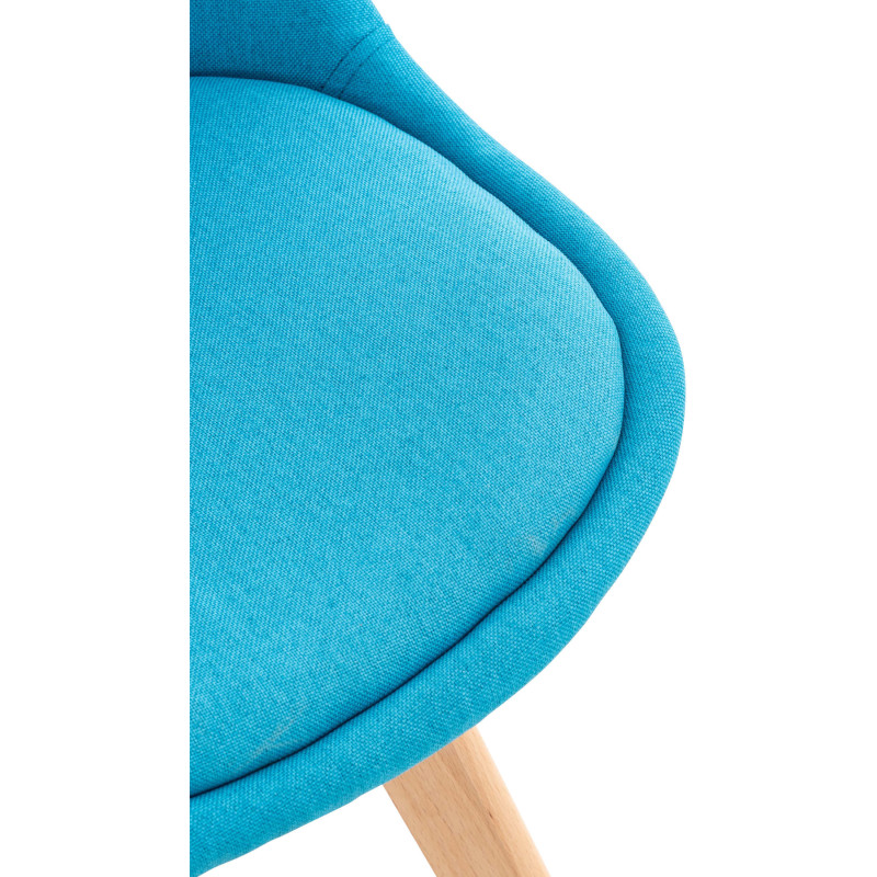 Chaise moderne scandinave en Tissu Turquoise Bois de hêtre Naturel Floki - 5