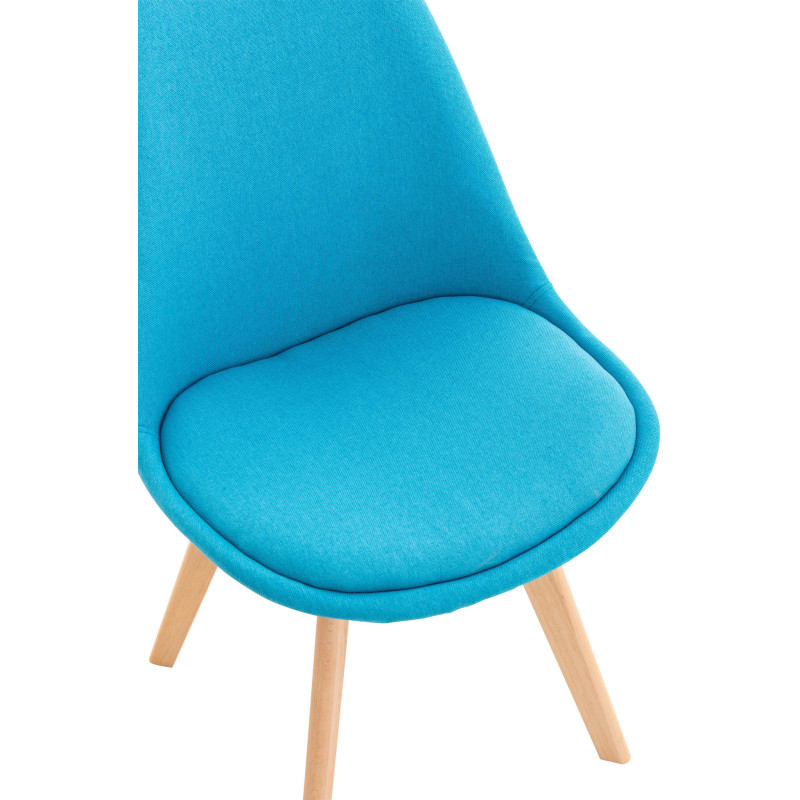 Chaise moderne scandinave en Tissu Turquoise Bois de hêtre Naturel Floki - 6