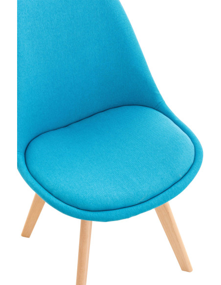 Chaise moderne scandinave en Tissu Turquoise Bois de hêtre Naturel Floki - 6