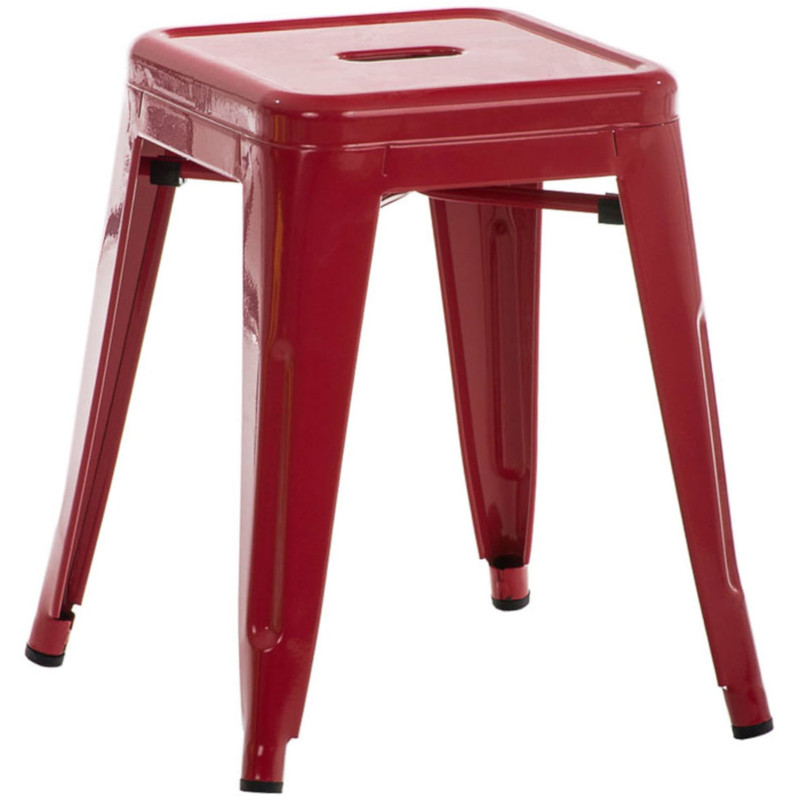 Tabouret bas style industriel en Métal Rouge Kormack - 1