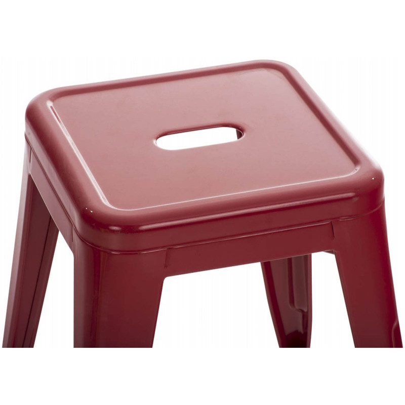 Tabouret bas style industriel en Métal Rouge Kormack - 3