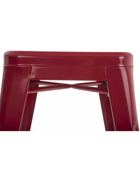 Tabouret bas style industriel en Métal Rouge Kormack - 6