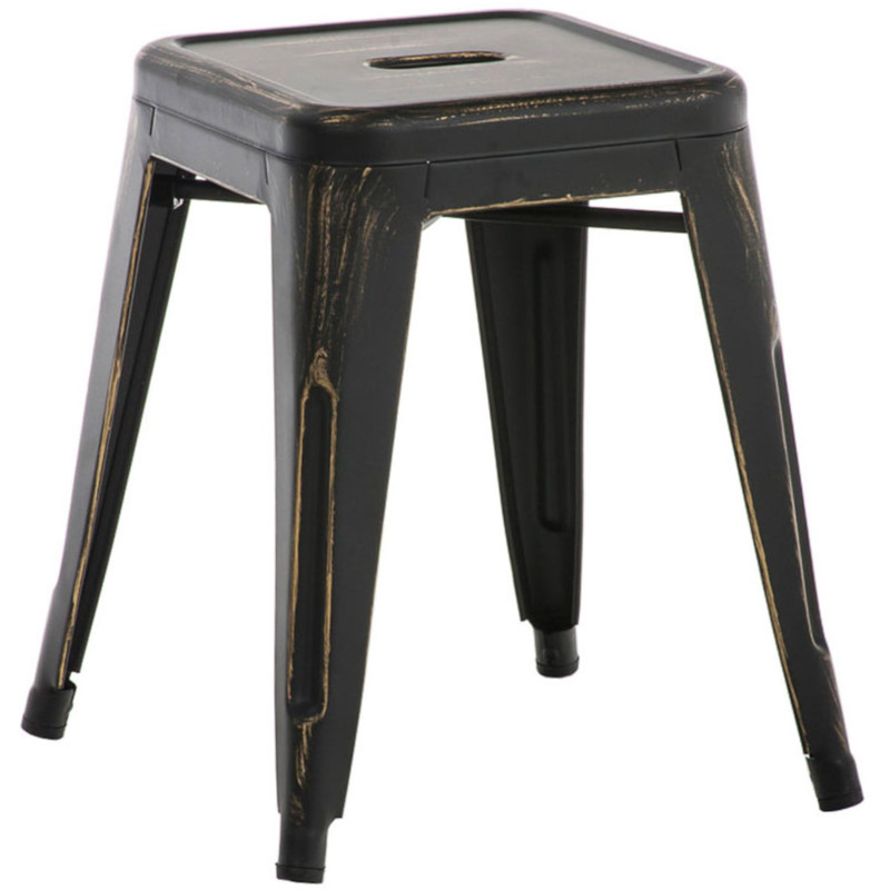 Tabouret bas style industriel en Métal Noir Doré Kormack - 1