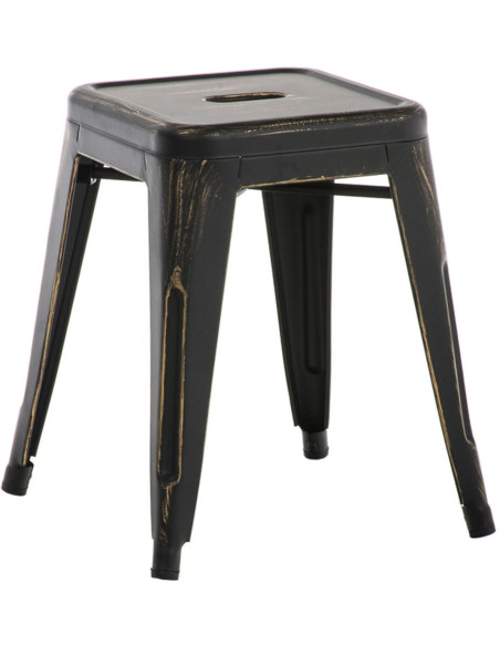 Tabouret bas style industriel en Métal Noir Doré Kormack - 1