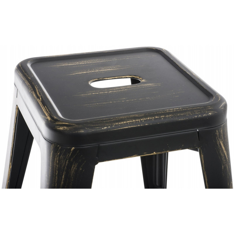 Tabouret bas style industriel en Métal Noir Doré Kormack - 2
