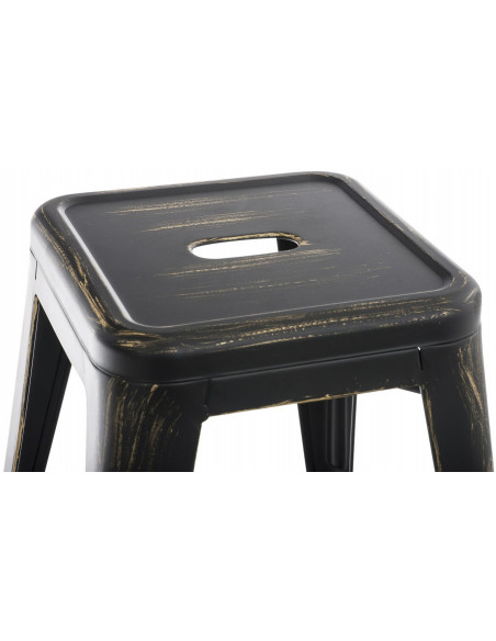 Tabouret bas style industriel en Métal Noir Doré Kormack - 2