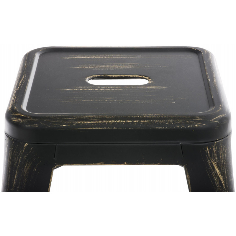 Tabouret bas style industriel en Métal Noir Doré Kormack - 3