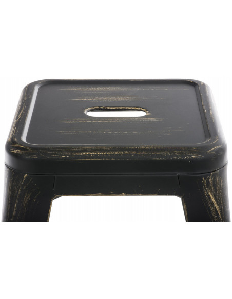 Tabouret bas style industriel en Métal Noir Doré Kormack - 3