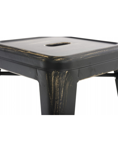 Tabouret bas style industriel en Métal Noir Doré Kormack - 4
