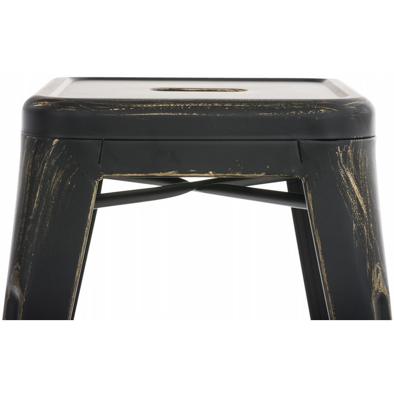 Tabouret bas style industriel en Métal Noir Doré Kormack - 6