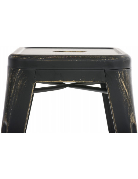 Tabouret bas style industriel en Métal Noir Doré Kormack - 6