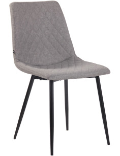 Chaise moderne en Tissu Gris clair Motif losange Métal Noir Mat Maxine - 1
