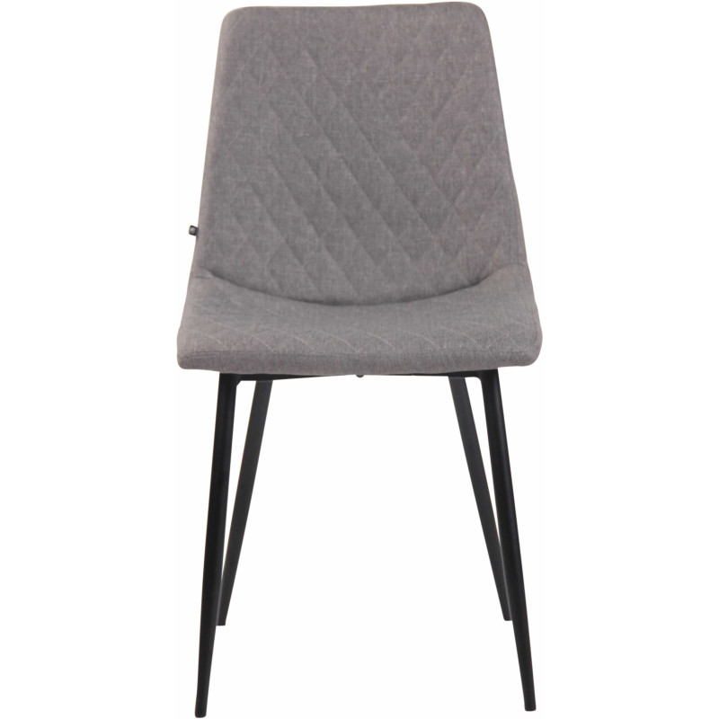 Chaise moderne en Tissu Gris clair Motif losange Métal Noir Mat Maxine - 2