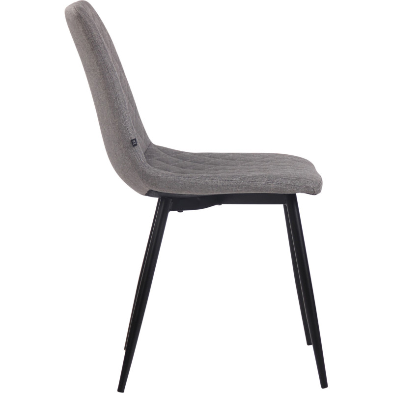 Chaise moderne en Tissu Gris clair Motif losange Métal Noir Mat Maxine - 3