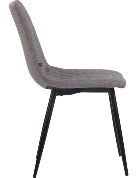 Chaise moderne en Tissu Gris clair Motif losange Métal Noir Mat Maxine - 3