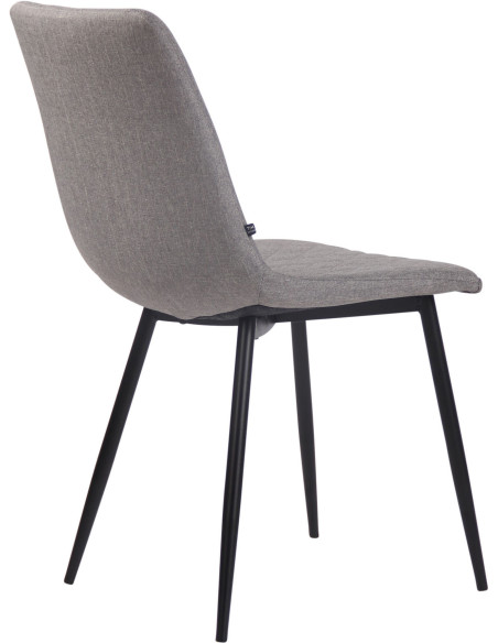 Chaise moderne en Tissu Gris clair Motif losange Métal Noir Mat Maxine - 4