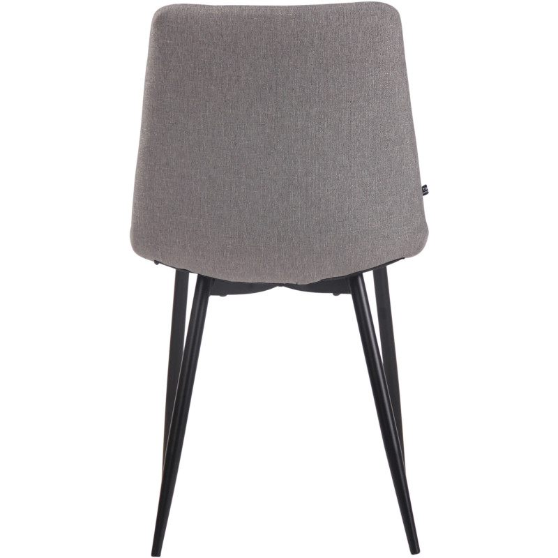 Chaise moderne en Tissu Gris clair Motif losange Métal Noir Mat Maxine - 5