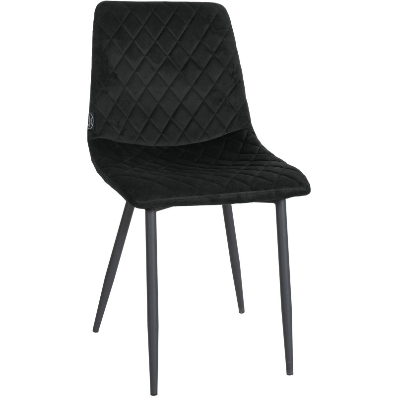 Chaise moderne en Velours Noir Motif losange Métal Noir Mat Maxine - 1