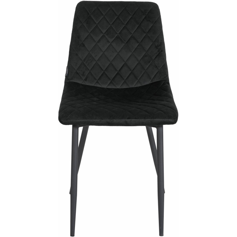 Chaise moderne en Velours Noir Motif losange Métal Noir Mat Maxine - 2