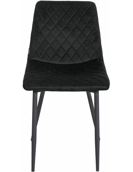 Chaise moderne en Velours Noir Motif losange Métal Noir Mat Maxine - 2