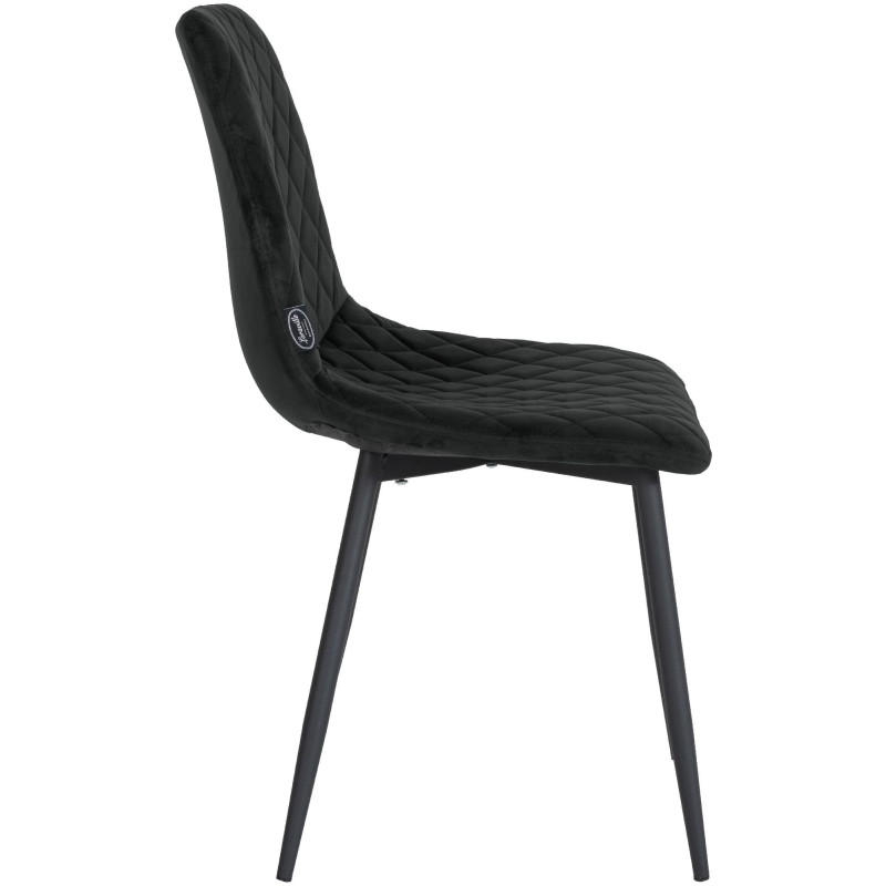 Chaise moderne en Velours Noir Motif losange Métal Noir Mat Maxine - 3