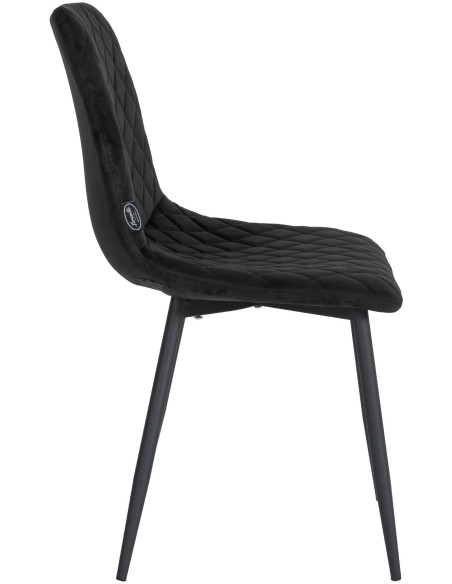 Chaise moderne en Velours Noir Motif losange Métal Noir Mat Maxine - 3