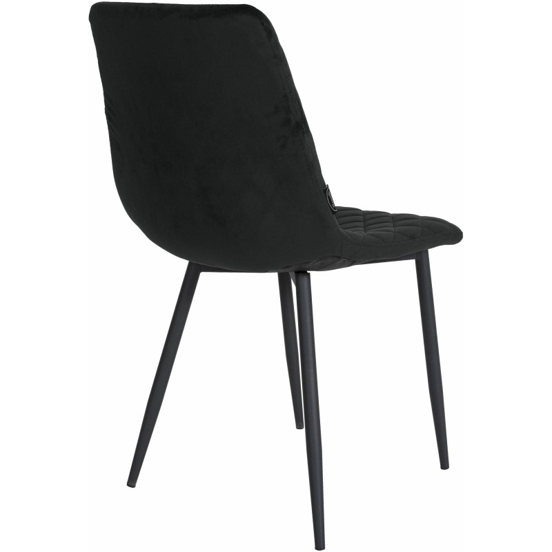 Chaise moderne en Velours Noir Motif losange Métal Noir Mat Maxine - 4