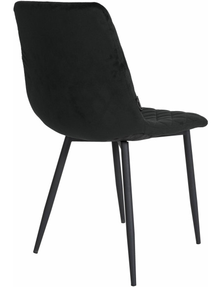 Chaise moderne en Velours Noir Motif losange Métal Noir Mat Maxine - 4