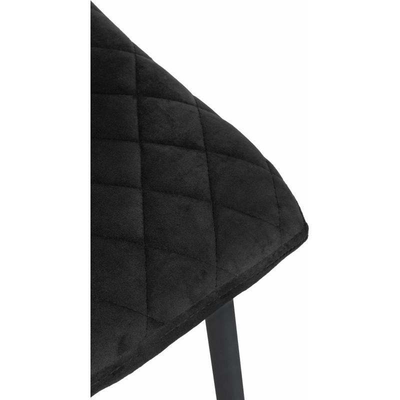 Chaise moderne en Velours Noir Motif losange Métal Noir Mat Maxine - 6