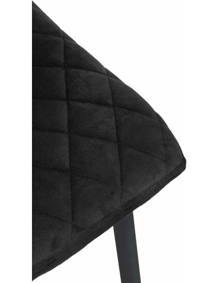 Chaise moderne en Velours Noir Motif losange Métal Noir Mat Maxine - 6