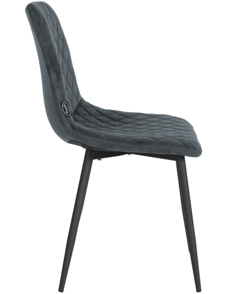 Chaise moderne en Velours Gris foncé Motif losange Métal Noir Mat Maxine - 3