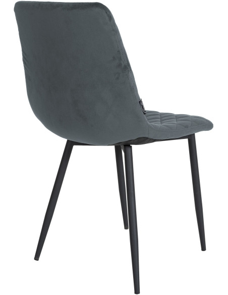 Chaise moderne en Velours Gris foncé Motif losange Métal Noir Mat Maxine - 4