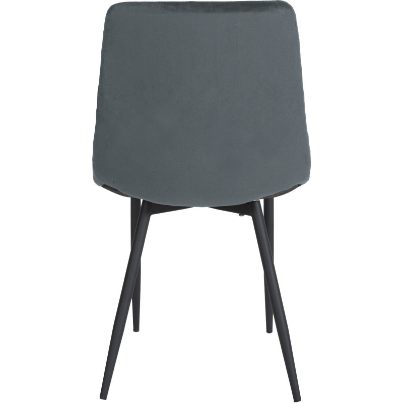 Chaise moderne en Velours Gris foncé Motif losange Métal Noir Mat Maxine - 5