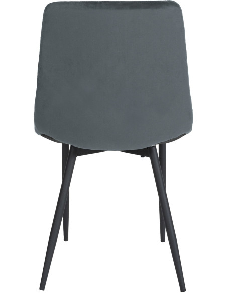 Chaise moderne en Velours Gris foncé Motif losange Métal Noir Mat Maxine - 5