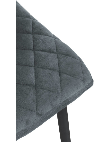 Chaise moderne en Velours Gris foncé Motif losange Métal Noir Mat Maxine - 6