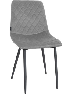 Chaise moderne en Velours Gris clair Motif losange Métal Noir Mat Maxine - 1