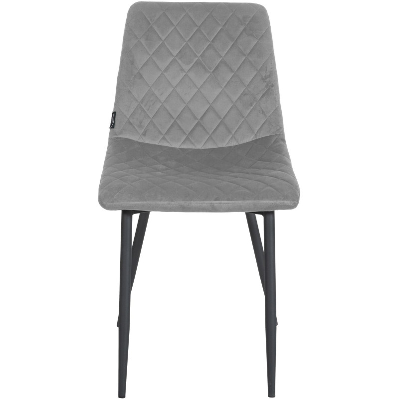 Chaise moderne en Velours Gris clair Motif losange Métal Noir Mat Maxine - 2