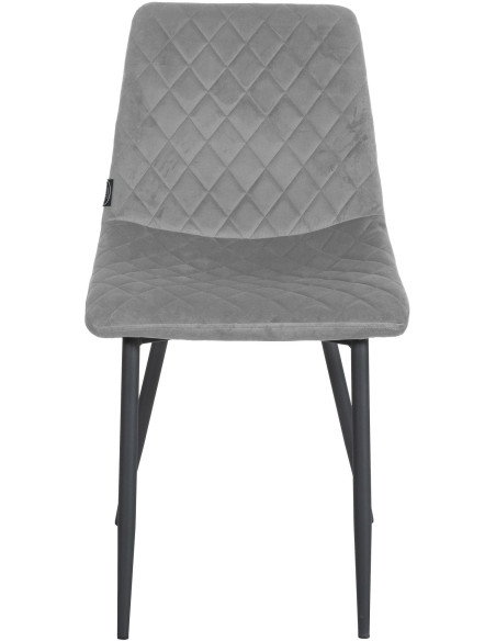 Chaise moderne en Velours Gris clair Motif losange Métal Noir Mat Maxine - 2