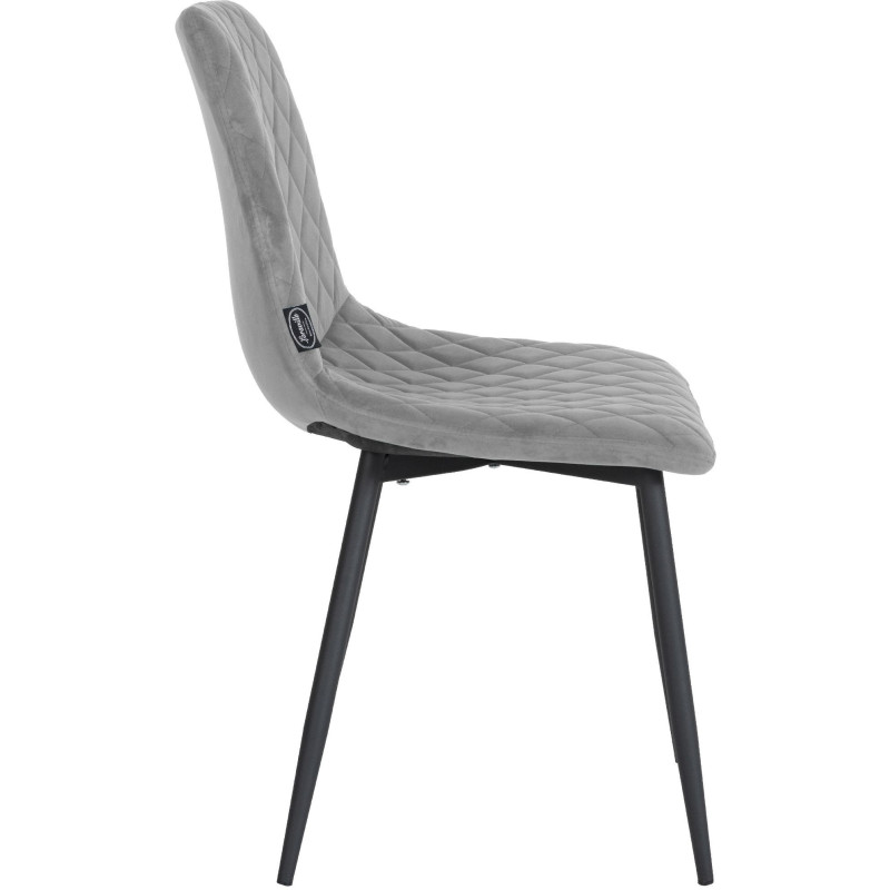 Chaise moderne en Velours Gris clair Motif losange Métal Noir Mat Maxine - 3