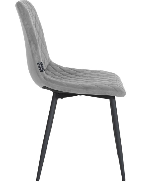 Chaise moderne en Velours Gris clair Motif losange Métal Noir Mat Maxine - 3