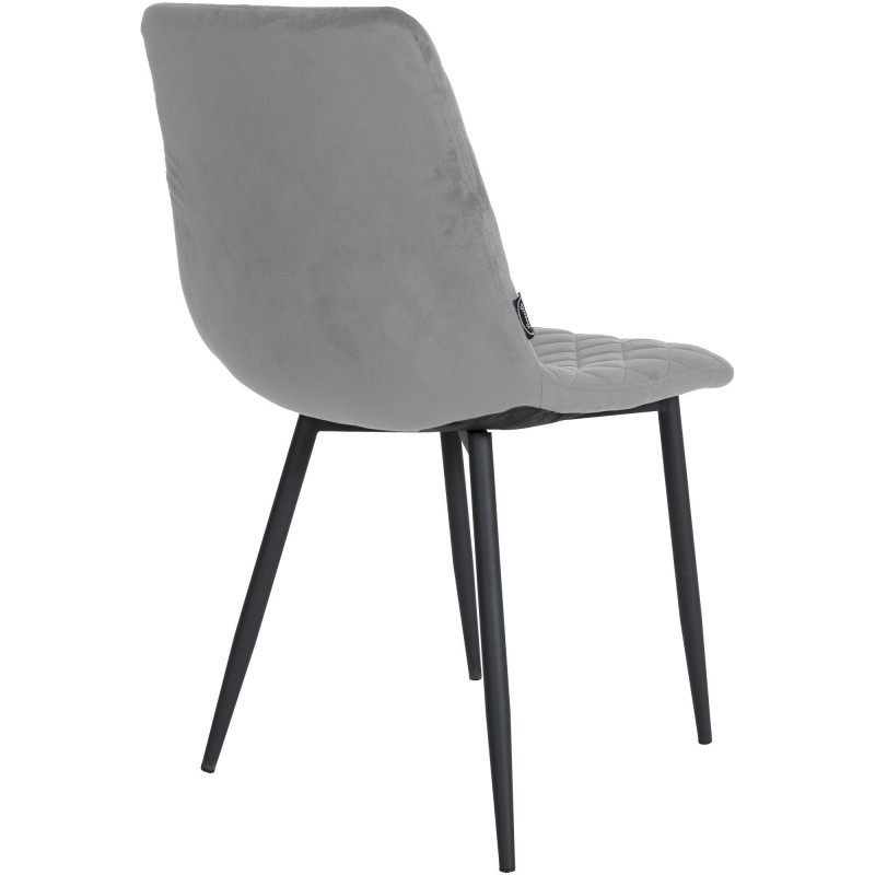 Chaise moderne en Velours Gris clair Motif losange Métal Noir Mat Maxine - 4