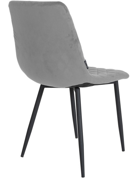 Chaise moderne en Velours Gris clair Motif losange Métal Noir Mat Maxine - 4