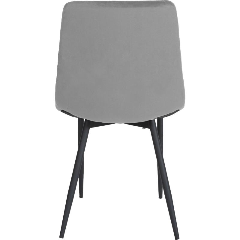 Chaise moderne en Velours Gris clair Motif losange Métal Noir Mat Maxine - 5