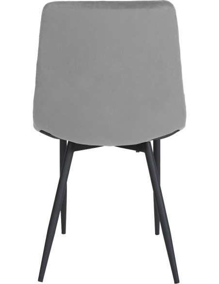 Chaise moderne en Velours Gris clair Motif losange Métal Noir Mat Maxine - 5