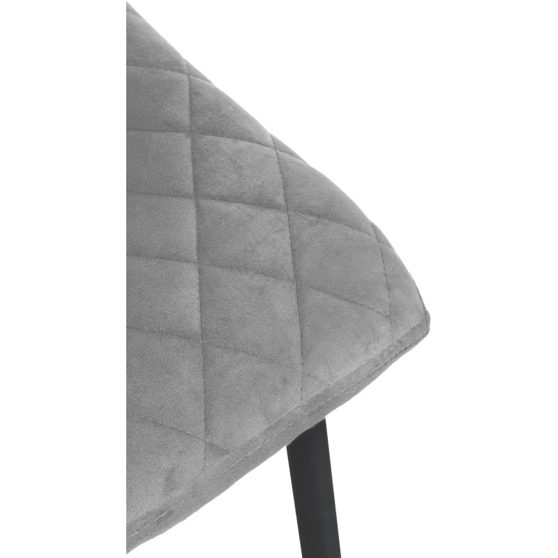 Chaise moderne en Velours Gris clair Motif losange Métal Noir Mat Maxine - 6